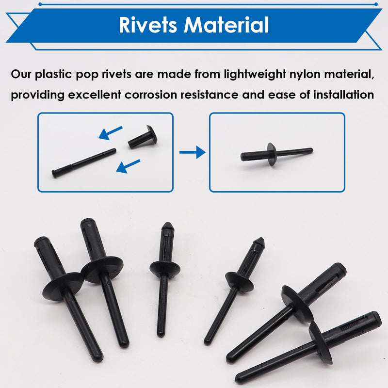 smseace 42Pcs Plastic Rivet Gun Kit, Including 40Pcs 4-Sizes Plastic Pop Rivets,1Pcs Plastic Rivet Removal Tool,1pcs Plastic Rivet Tool for The Home or Automotive interiors
