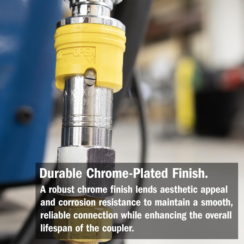 Koike Welding Inert Couplers, Regulator to Hose, Safe Welding Disconnect, Single Push Secure Locking System.