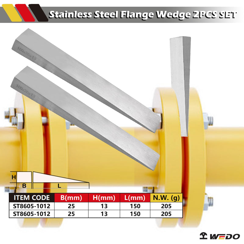 WEDO 2pcs Stainless Steel Flange Wedge Set, Pipe Fitting Welding Tools,Spreading Flanges Triangle Tool,Rust-proof, Corrosion resistant, Die-forged,Size150*25 * 13mm(6”*1”*1/2”) 150*25*13mm(6”*1”*1/2”)