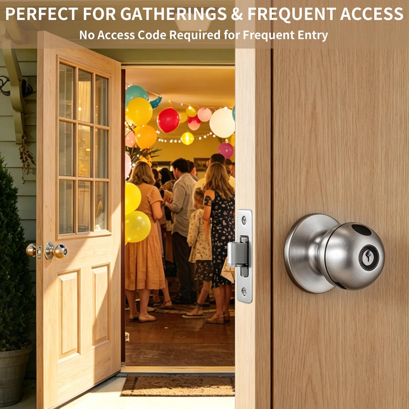 Fingerprint Door Lock, Self-Learning Biometric Smart Door Knob | Smart Lock for Bedroom, Home, Office & Apartment, 4 Modes, APP Control, 2 Keys, 50 User Fingerprints, Stainless Steel Nickel Nickel Finish