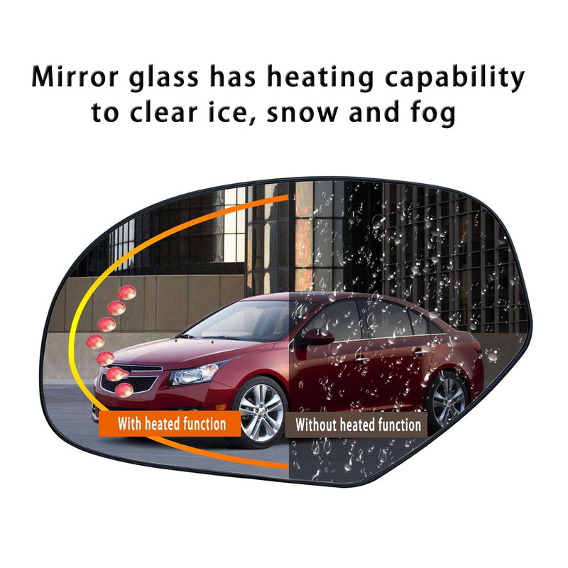 Driver Side Heated Mirror Glass Replacement For 2007-2013 Cadillac Escalade Yukon Suburban Silverado GMC Sierra Tahoe Avalanche Sierra - Side Mirror with Rear Holder and Turn Signal Left (Driver Side)