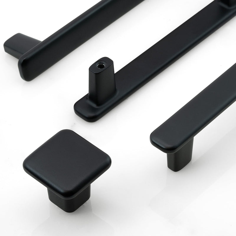HESTIA HARDWARE 10 Pack Square Black Cabinet Knobs | Kitchen Black Cabinet Handles | Square Cabinet Knob, Knobs for Cabinets and Drawers (Z16.10.D)