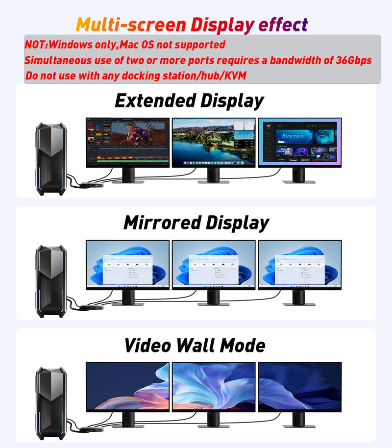 DisplayPort to HDMI Splitter for 3 Monitors Adapter |4K@60Hz| HDMI Splitter Extended Display 1 in 3 Out MST Hub for Multiple Monitor Compatible with PC,NVIDIA/AMD Graphic Card DP to 3×HDMI