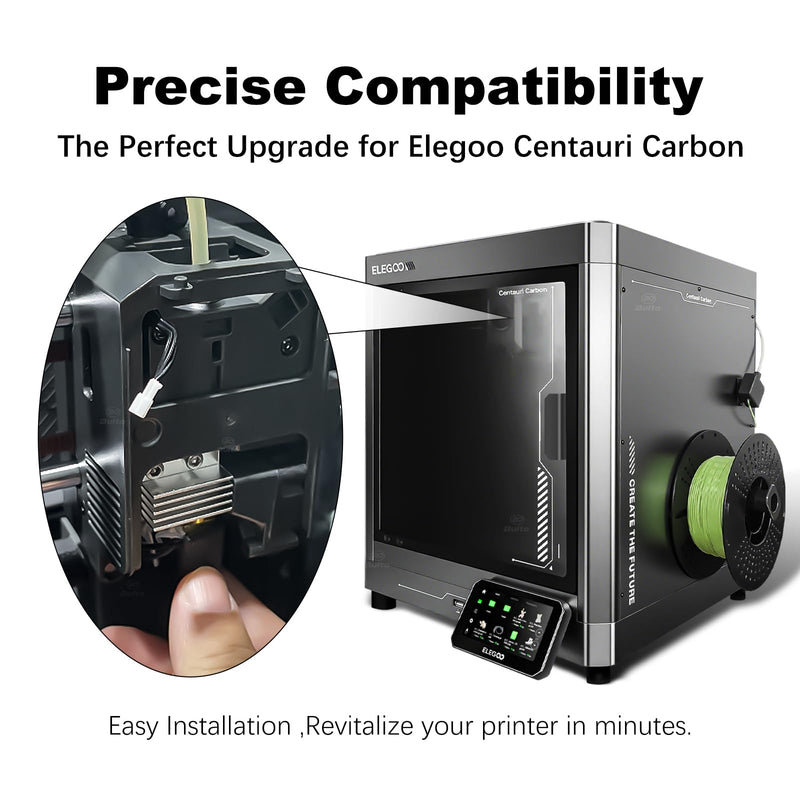 2 Pack 0.4MM Centauri Carbon Hotend with Brass Hardened Steel Nozzle, 3D Printer Print Head Extruder Part for Elegoo CC Accessories with Extra 2 Silicone Covers and 2 Nozzle Cleaners 2 Pack Hotend Kit