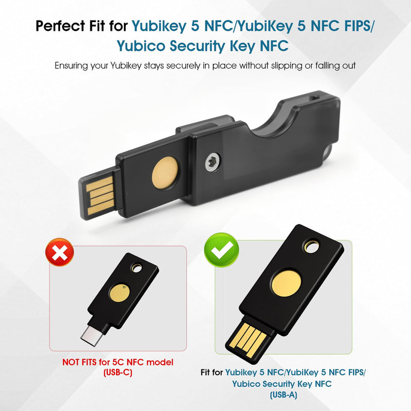 2 Pack PC Flip Holder Keychain Protective Cover Compatible with YubiKey 5 NFC, Hard PC Slide-Open Carrying Case, NFC-Friendly Tap-to-Use Security Key Protector, Lightweight Keychain Cover, Black 2 Pack