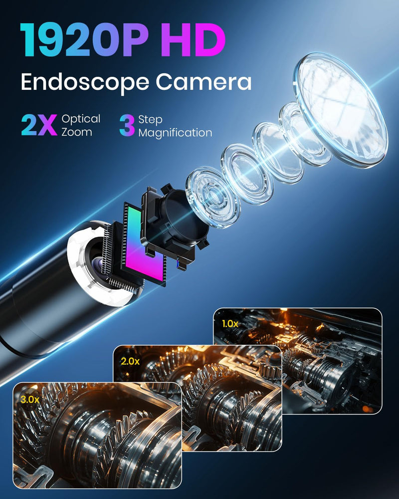 Endoscope Camera with Light,Borescope Cameras with 4.3" IPS 1920P HD Inspection Kamera IP67 Waterproof with 8 Adjustable LEDs 16.5 FT Semi-Rigid Cable Borescopes for Sewer Drain Pipe Cool Gadgets