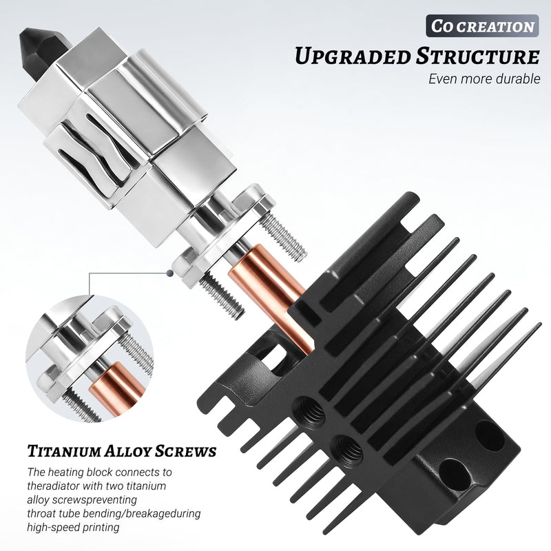 P1S Hotend Complete Kit, Complete Assembly for Bamboo Lab P1 Series 3D Printers, 0.4 mm Hardened-Steel Nozzle, Ceramic Heater, Thermistor, Fan and 3D Printers Extruder Heating Block Replacement 0.4mm