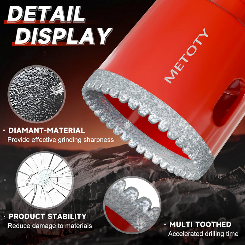Diamond Hole Saw Drill Bit Set (15 PCS) (1/4"-2") Serrated Diamond Core Bits for Ceramic, Glass, Tile, Marble, Granite | EVA Positioner & Hard Storage Bag | Dry/Wet Dual-Use | High-Precision Drilling (1/4"-2")-15PCS