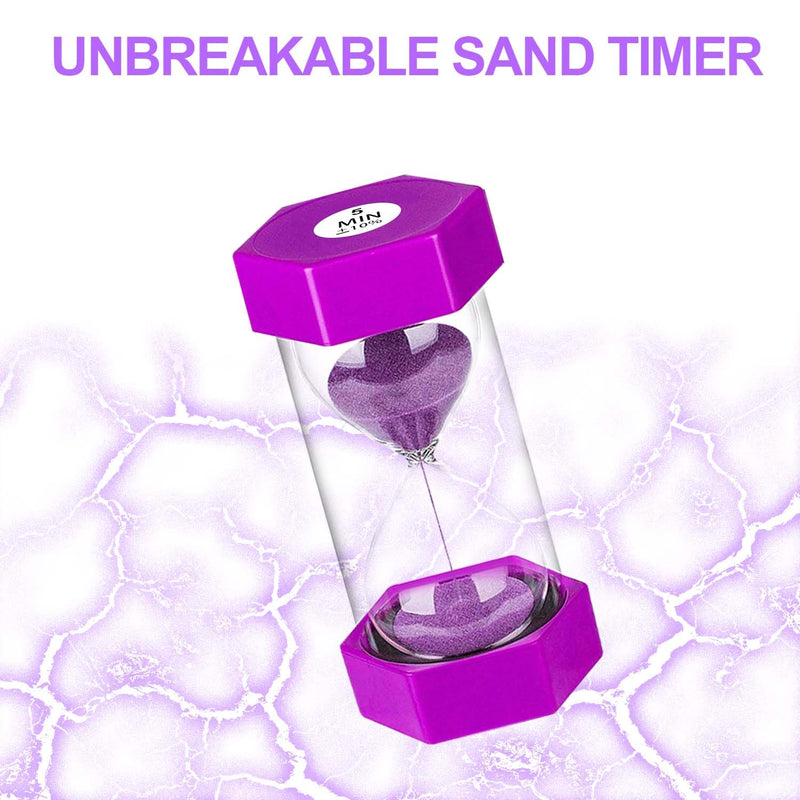 SuLiao Sand Timers 1m/2m/3m/5m/10 Minute,Plastic Hourglass Sand Timer for Kids,Colorful Large Hour Glass Clock,Visual Sandglass Set for Classroom Games Kitchen Office Desk(Pack of 5) 1/2/3/5/10 Minutes Blue/Green/Orange/Red/Purple