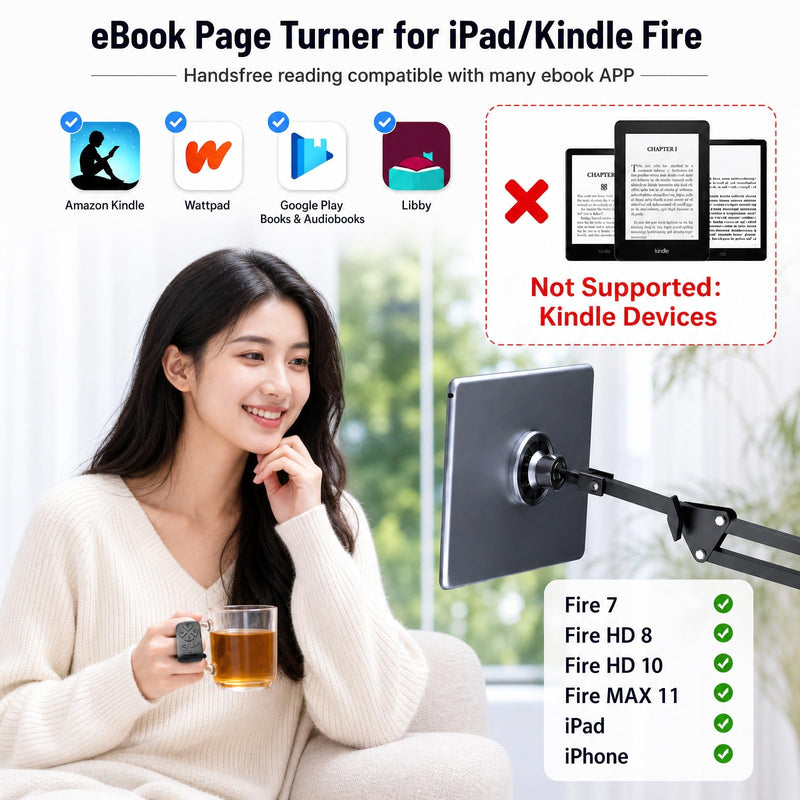 Scrolling Ring Remote for TikTok & Phone Camera, Compatible with iPhone | Hands-free TikTok YouTube Shorts Video Scrolling, Kindle App Page Turner, for iPad Android Tablets for Bed Reading Travel