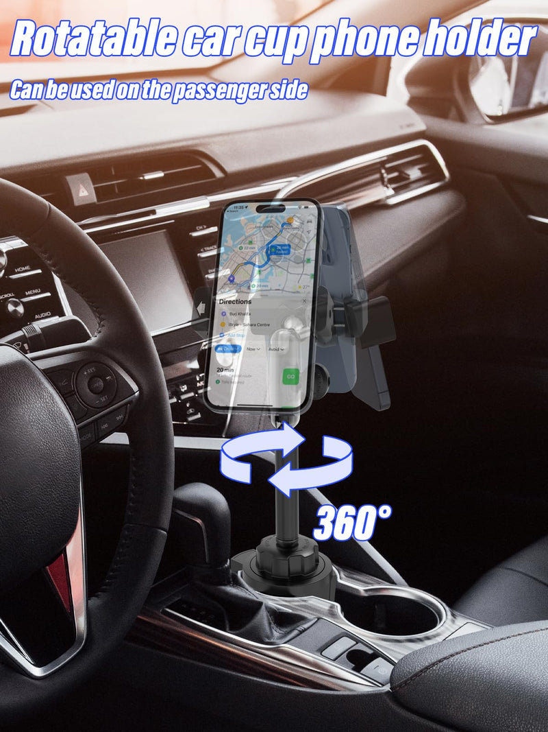 Car Cup Holder Phone Mount, [Metal Anti Shake Arm] Phone Holder for Car, Thick Cases Friendly Cradle Fit for iPhone 16/15/14 Pro Max, Galaxy Z Fold7, S25/24/23 and 4-7" Cellphone
