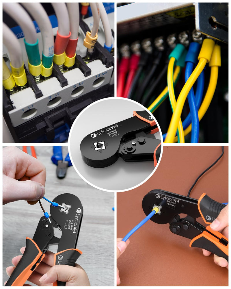 Ferrule Crimping Tool Kit, Lytool Wire Crimper Pliers (AWG 28-5/0.08-16mm²), Wire Ferrule Kit with Square Ratchet Crimper and 1200PCS Ferrule Connectors Wire Ferrules Terminals Kit Square Wire Crimping Pliers + 1200 Wire Ferrules