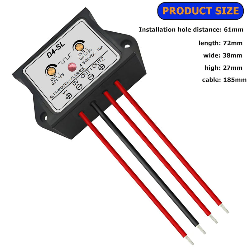DC 4.5-30V 10A Dual Output AC Flashing Module,Suitable for Various Warning Lights-D4 DC 4.5-30V-sl