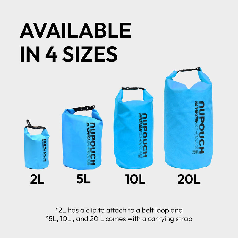Nupouch Waterproof Dry Bag: 2L/5L/10L/20L Roll Top Lightweight Dry Storage Bag, Backpack for Travel, Swimming, Boating, Kayaking, Camping, or Beach 20 Liters Yellow