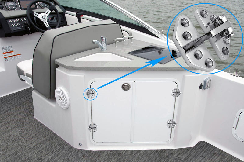 RedSnake Ship RV Accessories Yacht Hardware Marine Hatch Hinge Heavy Duty Long Reach 316 Marine Grade Stainless Steel Hinge with Removable Pin 3.6" x 2.8" (2PC) Long hinge 2PC