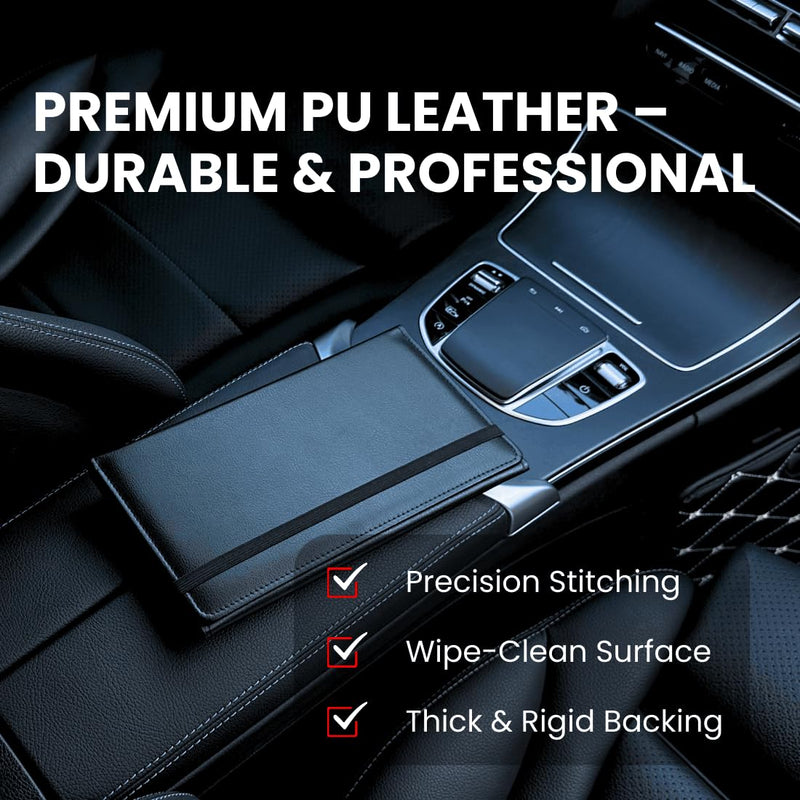 LINTRU Trifold Car Registration and Insurance Holder, Fits in Glovebox, Durable Design for Long-Term Use, Wipe-Clean PU Leather, Multi-Pocket Storage, Ideal Car Accessories for Men & Women, Gift-Ready Black
