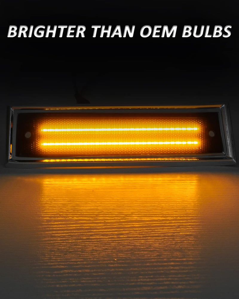 Bestview LED Side Marker Lights Compatible with 1981-1991 Chevy C10 C20 C30 GMC C1500 C2500 Suburban Blazer Jimmy, Driver & Passenger Side, Smoked Lens 1981-1991 Chevy C10 Amber Smoke Lens