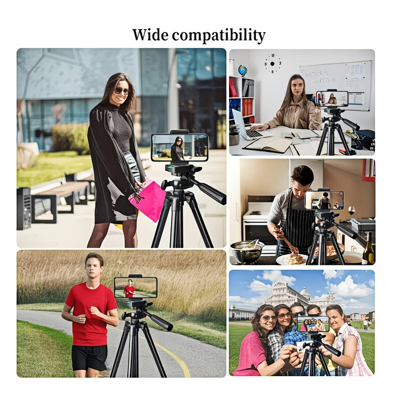 43" Phone Tripod & Camera Tripod, Aluminum Stand with 360° Ball Head, Height 21"-43.31", Bonus U-Mount Bracket Included, Multi-Angle Holder for Live Stream, Selfies & Video Recording