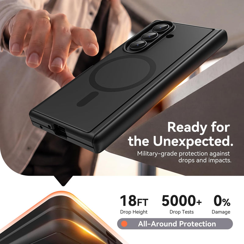BERFY for Samsung Galaxy Z Fold 8 Ultra Case, Compatible with MagSafe,Black | Privacy Screen Protector, Hidden Kickstand, Military Grade Hinge Protection, Full Body Shockproof Magnetic Phone Case Black For Z Fold 8 Ultra Case
