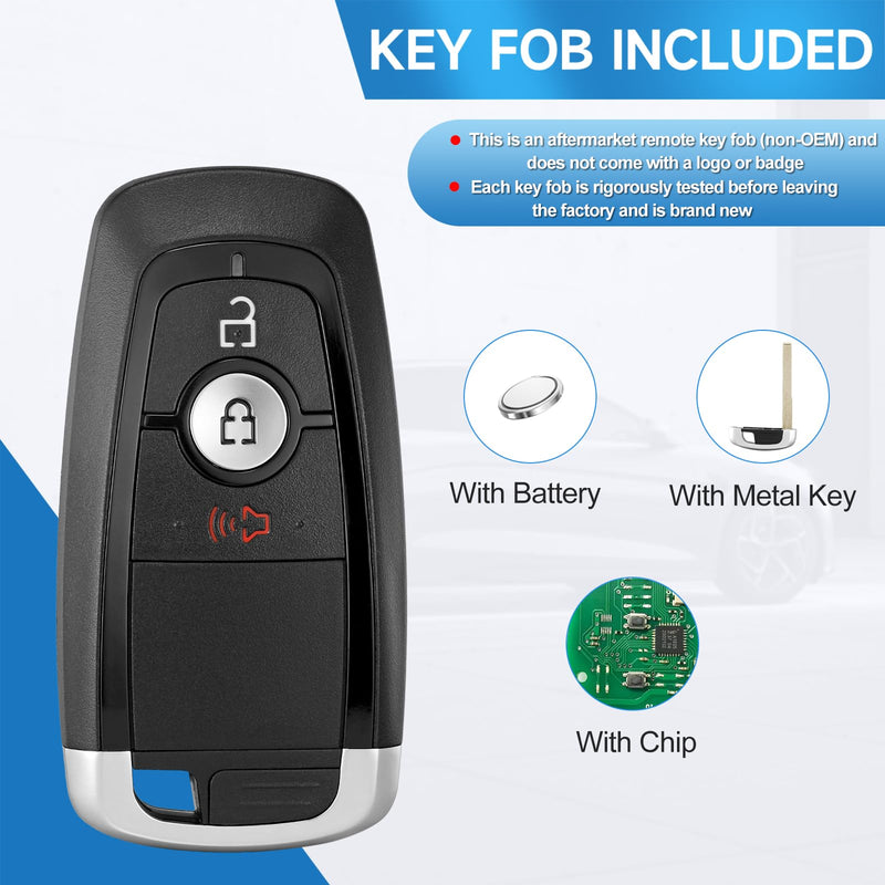 Smart Key Fob Replacement Remote fits for Ford Ecosport 18-23,Explorer 18-22,F-150 18-24,Edge 17-22,F450 F550 17-24,Bronco 21-22,Escape 20-23,Fusion 17-21,Ranger 19-23 Car Keyless Entry Remote 315Mhz