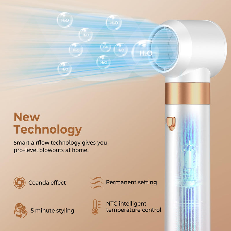 UKLISS Air Styler 5 in 1 Hair Styler Set 1000W Airbrush Hair Styler with Hot air Styler, High-Speed Hair Dryer Brush, Hair Dryer Curler, Volumizer, Round Brush, Air stylers for Women White