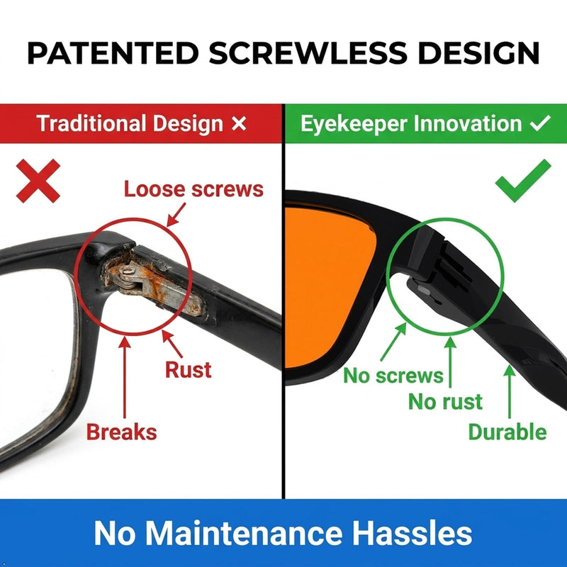 Eyekepper Amber Blue Light Blocking Glasses, Orange Tinted Lens Men Women | Green/Bluelight Blockers for Gaming/Sleep, Computer Screen Glare Blocker, Metalless Stylish Design, Screwless Spring Hinges Black