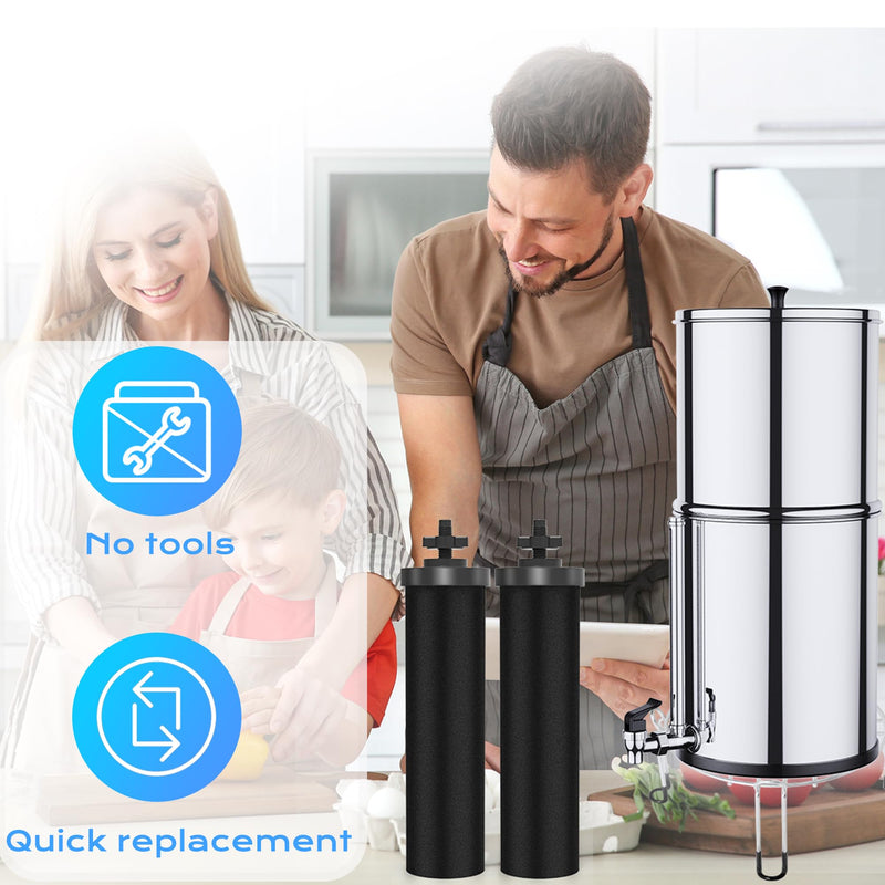 NSF/ANSI 42&372 Certified Water Filter，Gravity Water Filter Replacement for Berkey® BB9-2® Black Purification Elements and Berkey® Gravity Filter System, 2 Pack Count of 2
