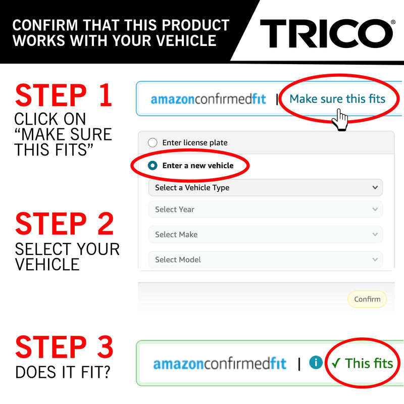 TRICO Exact Fit 12 Inch Rear Wiper Blade Fits Select Chevrolet, Dodge, Fiat, Jeep, Kia, Land Rover, Lexus, Mazda, Mitsubishi, Scion, Suzuki, And Toyota Model Years, Part Number 12-A 12"