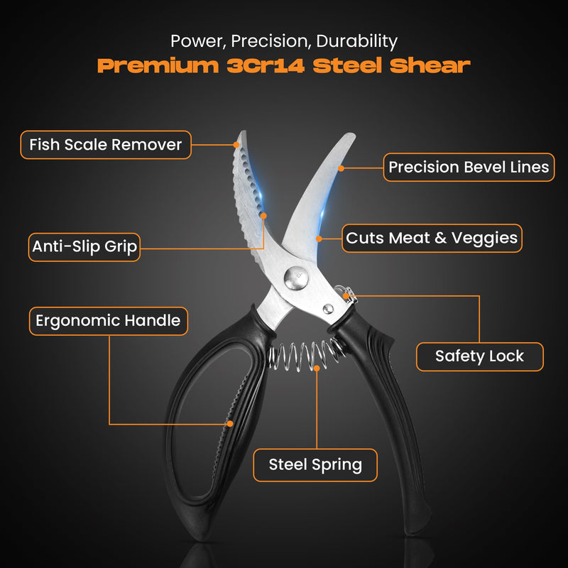 Poultry Shears, Kitchen Scissors for Food With Safety Lock, Kitchen Shears for Food, Meat Scissors, Bone Cutter, Chicken Cutter