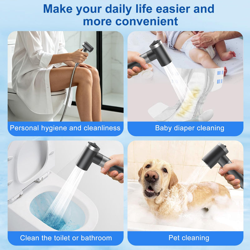 FEELSO Handheld Bidet Sprayer for Toilet with Filtered, Adjustable Water Pressure Jet Spray with Leak-Proof Toilet Hose-Feminine Wash Baby Cloth Diaper Washer, Pet Shower & Muslim Shower