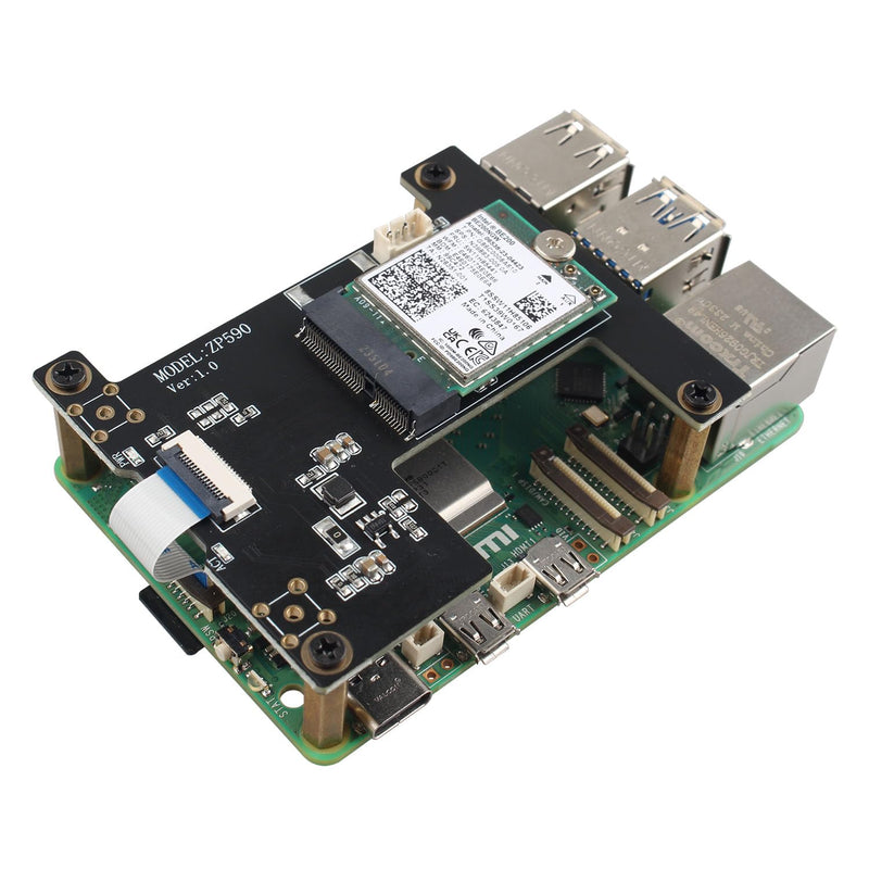 ZDE ZP590B PCIe to M.2 E Key HAT PCIE to WiFi7 6 6E 5 Module Adapter Expansion Board for Raspberry Pi 5 WiFi Adapter Board Support Google TPU WiFi 7 BE200 WIFI6E AX210 MT7922 WIFI6 AX200