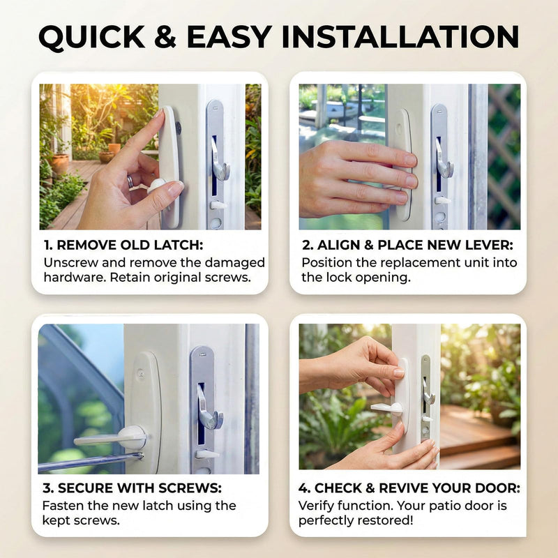 Reachout Lock and Receiver Kit for Andersen 2-Panel Gliding Patio Doors, Universal Reachout Deadlock Receiver, Compatible with Models from 1986 to Present (200, 400, A-Series)