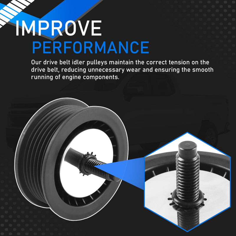 12700122 Drive Belt Idler Pulley Compatible with 2014-2015 Chevy Cruze 2019-2022 Chevrolet Silverado 1500 LTD Tahoe Suburban GMC Sierra 1500 Yukon Cadillac Escalade ESV Replaces 12720530