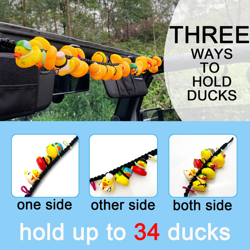 Rubber Ducks Holder for Jeep,Paracord Duck Holder for Jeep Wrangler YJ TJ JK JL JT,Can Hold 34 Rubber Ducks,Black Black