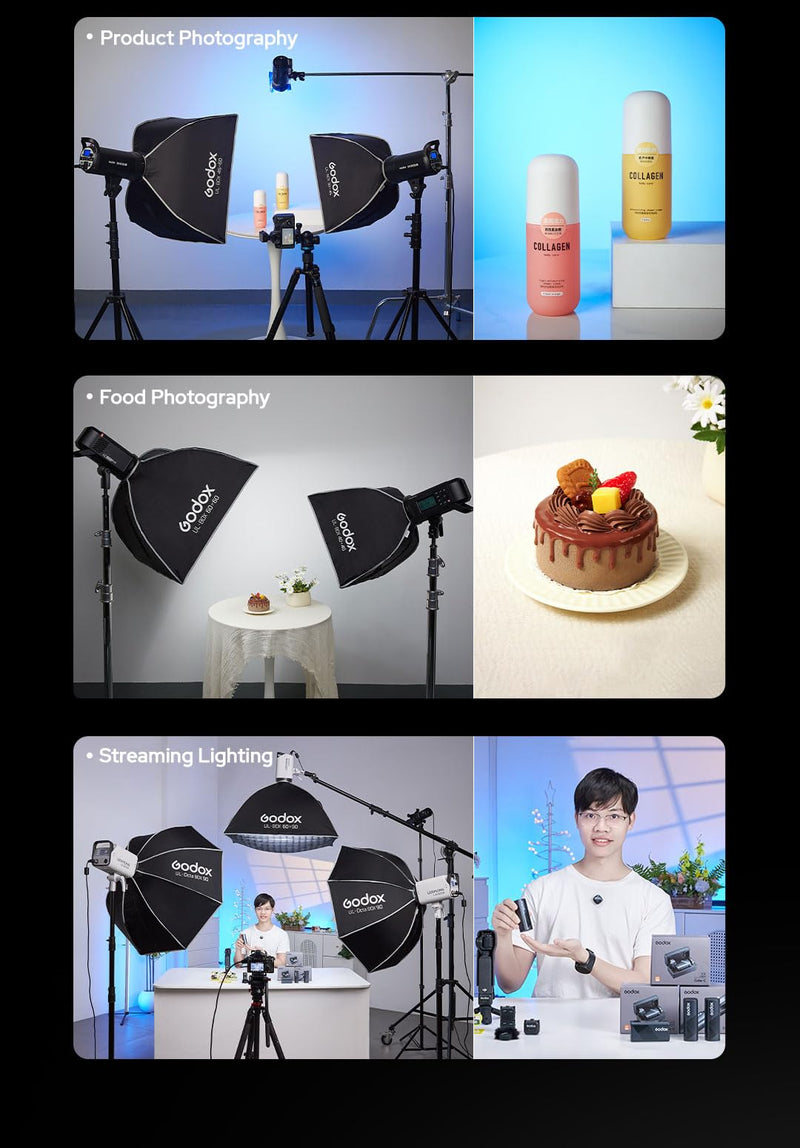 Godox Softbox Godox Quick Release Umbrella Octagonal Softbox,Bowens Mount with Removable Front and Inner Diffusers/Grip/Diffuser Plate for Photography, Live Streaming (UL-Box Octa-60) G-UL-BOXOcta-60