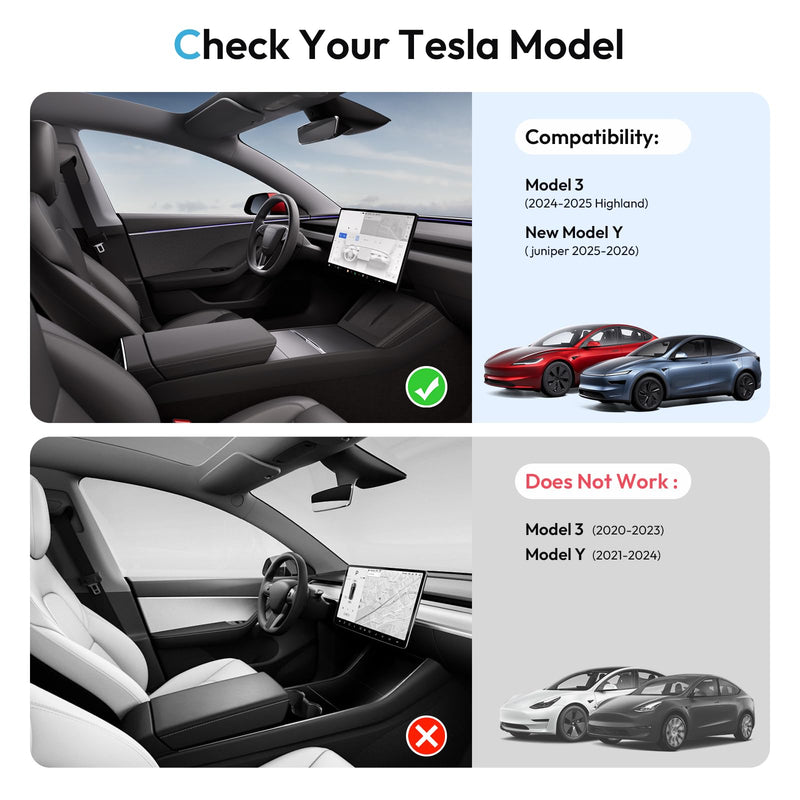 Upgraded Tesla Model Y Juniper Accessories 2026-2025 Center Console Organizer Tray 5PCS for Tesla Model 3 Accessories 2025 Highland, Hidden Storage Box, Cup Holder & Armrest Drawer Organizer BLACK