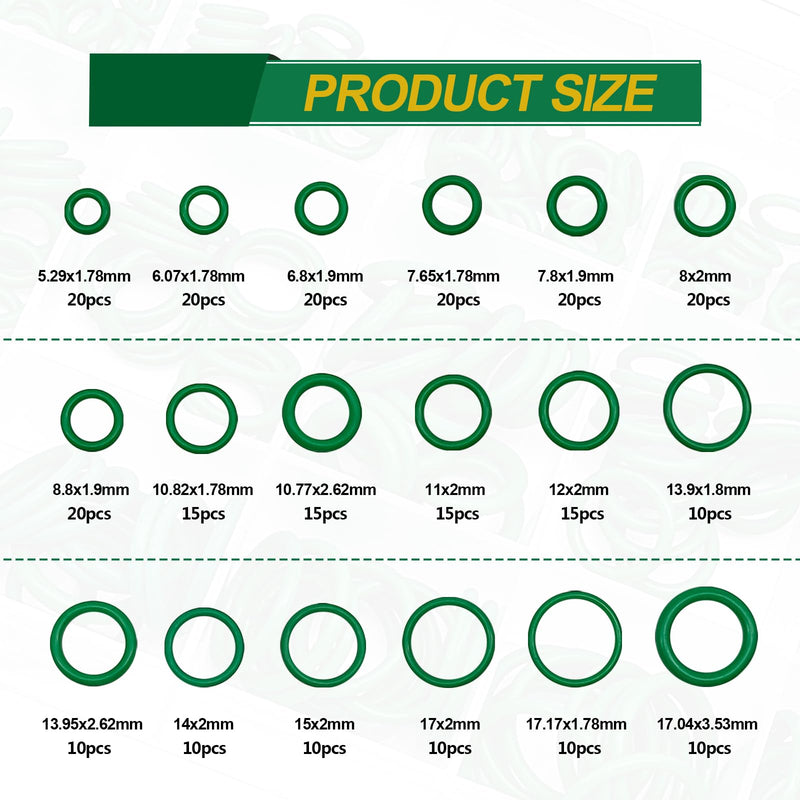 Car A/C Repair Kit, 270PCS O-Ring Set + 102PCS Car Air Conditioner Valve Core Kit with Double Head Install Tool, A/C R12 R134a Refrigeration Tire Valve Stem Cores, O-Ring Seals Kit