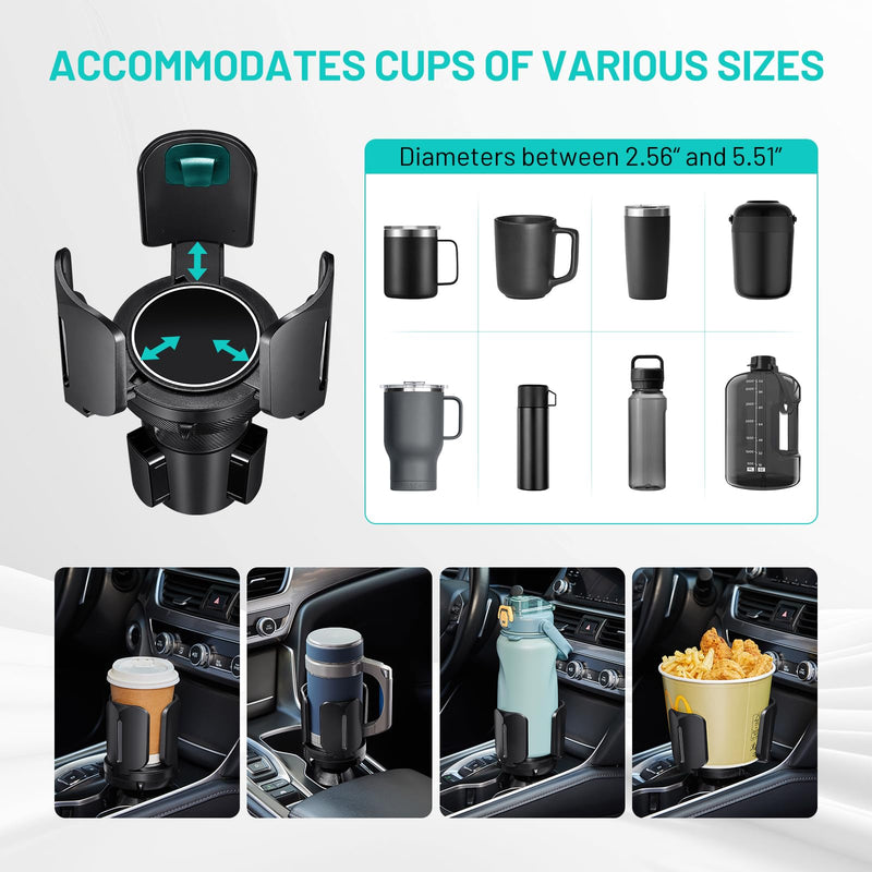 Car Cup Holder Expander Adapter (Adjustable) THIS HILL All Purpose Cup Holder Expander for Car with Rubber Fits Less Than 5.51" Large Bottles & Mugs & Foods & Drinks 1