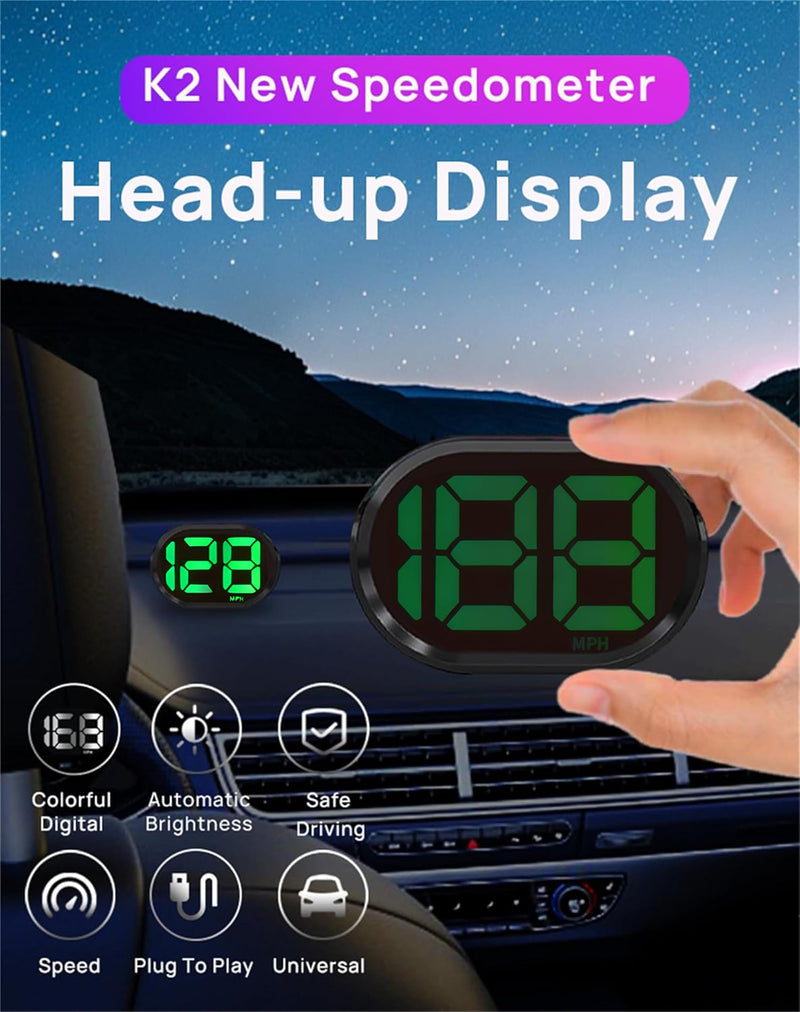GPS Digital Speedometer for Car MPH, USB Connect Plug and Play for Car Truck Motor SUV All Vehicles, Automatic Brightness Adjustment,Large Font Display K2-Green