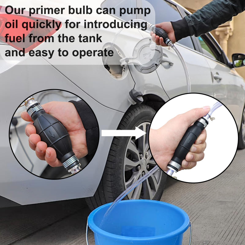 6mm 1/4" Hand Fuel Pump, Black Primer Bulb Rubber Fuel Pump, Transfer Vacuum Gasoline Petrol Diesel Fuel Line Hand Primer Bulb for Marine Boat& Car & Motorcycle 6mm 1/4inch