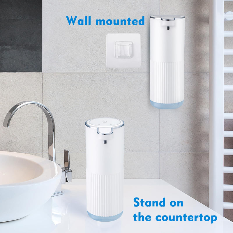 2 Pack Automatic Soap Dispenser Touchless, Rechargeable Foaming Hand Soap Dispenser, 4-Level Adjustable Foam for Bathroom Countertop, Electric (White) White