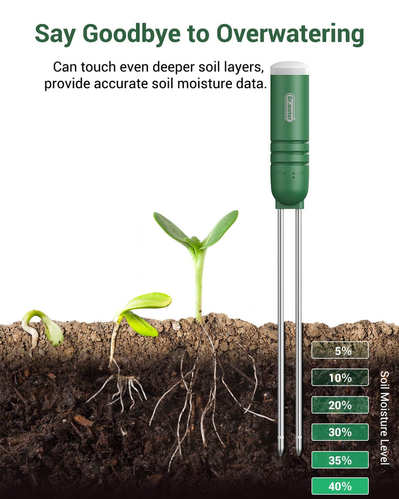 4-in-1 Soil Moisture Meter, 300ft Wireless Soil Tester Sensor, Temperature/Light/Time/Soil Hygrometer Monitor with Digital LCD Display for Indoor Outdoor Plants, Garden, Lawn, Gardening Gifts LCD Display + 1PCS Sensor