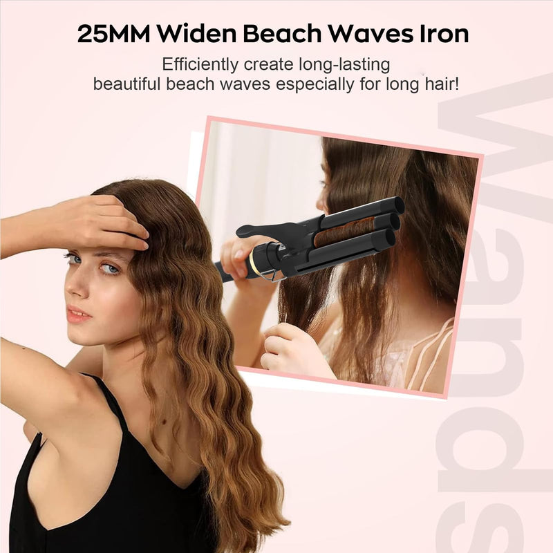 janelove Hair Curler 5 in 1 Curling Wand Set with 3 Barrel Hair Waver and 4 Interchangeable Ceramic Curling Iron 10-32mm for Long Medium Short Hair 5 in 1 - 180°C/210°C