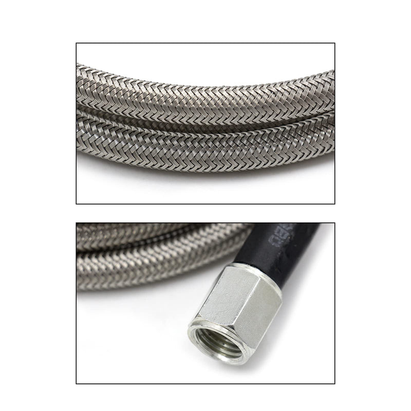 Steel Braided Turbo Oil Feed Line -4AN, Pressure Stainless Remote Turbocharger Sensor Teflon 4 AN Gauge Line Kit (36 inch) 36 Inch