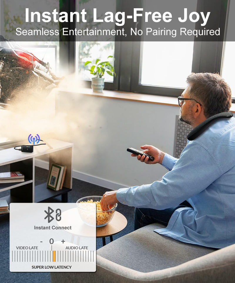 HomeSpot Wireless Neckband Speaker with Bluetooth Transmitter Set for TV and Low Latency Gaming Boomerang