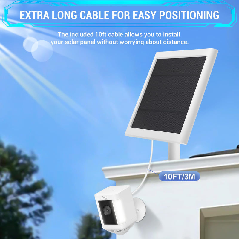 1 Pack - Solar Panel for Ring Camera, Compatible with Ring Spotlight Cam Plus/Pro(Battery) & Rings Stick Up Cam/Pro Battery & Rings Spotlight Cams Batterys with 10FT/3M Long Cable 1