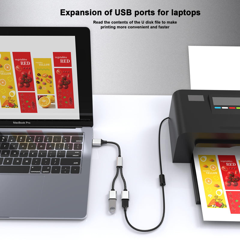 USB A Splitter(10 inch Long),USB A Splitter 1 in 2 Out,USB A Male to 2 Female USB Y Splitter,USB Splitter for Charging Slow and Data Transfer for Webcam/Printer/USB Devices/Laptop Etc.