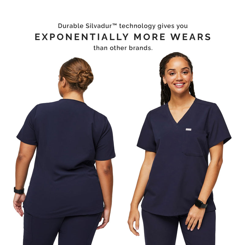 FIGS Catarina One-Pocket Scrub Top for Women — Navy Blue, M