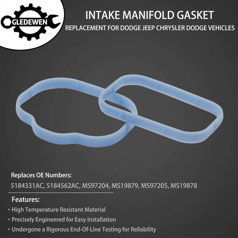 Intake Manifold Gaskets Lower & Upper Gasket Set | Replacement for 3.6L 2011-2020 Dodge Avenger Journey Charger Jeep Grand Cherokee Chrysler 200 300 | Replaces# 5184331AC, 5184562AC, MS97204