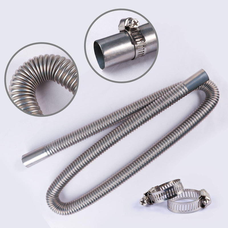 FizLig Inner Exhaust Pipe - Stainless Steel Parking Air Heater Generator Flex Exhaust Extension Pipe | Parking Air Heater Fuel Tank Diesel Gas Vent Hose (120CM/47.2in) 120CM